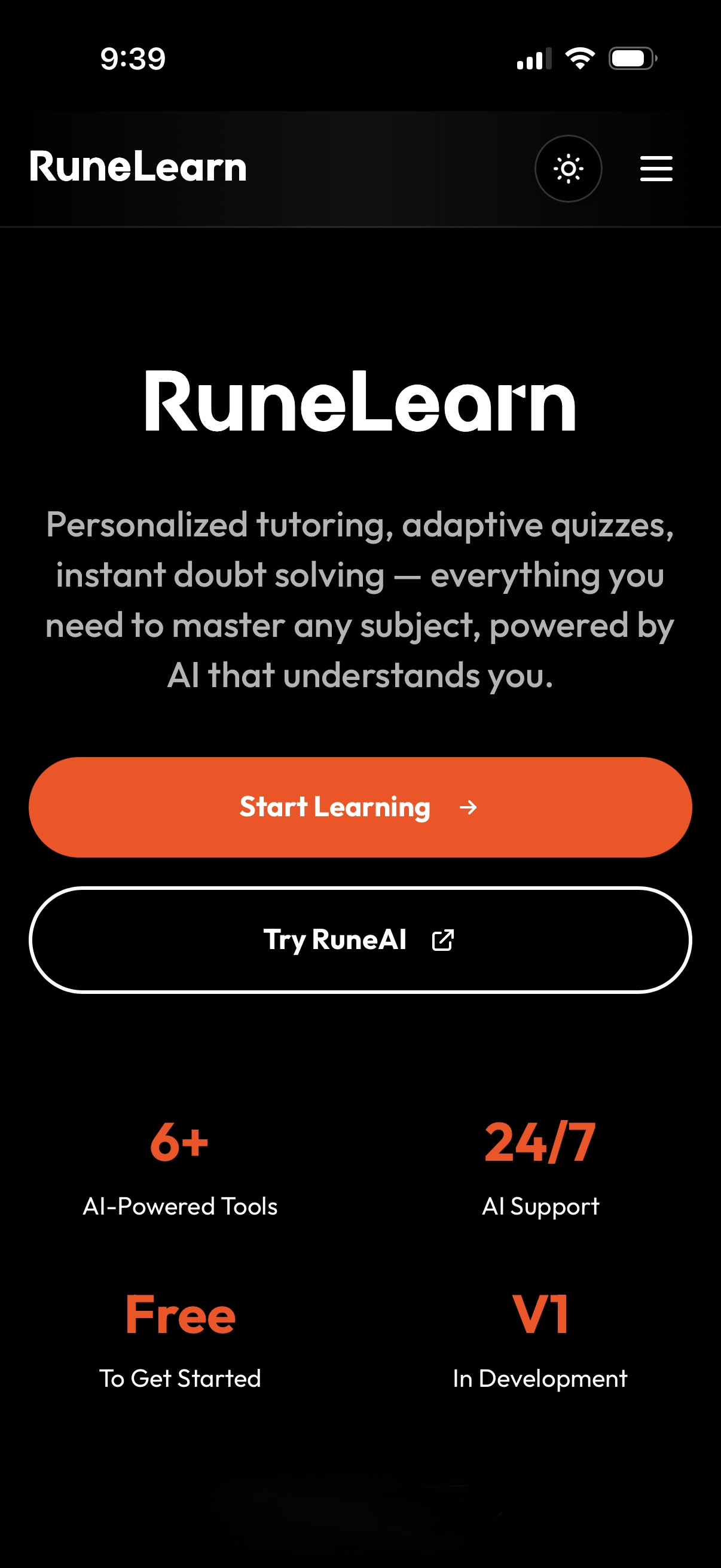 RuneLearn Mobile View 1